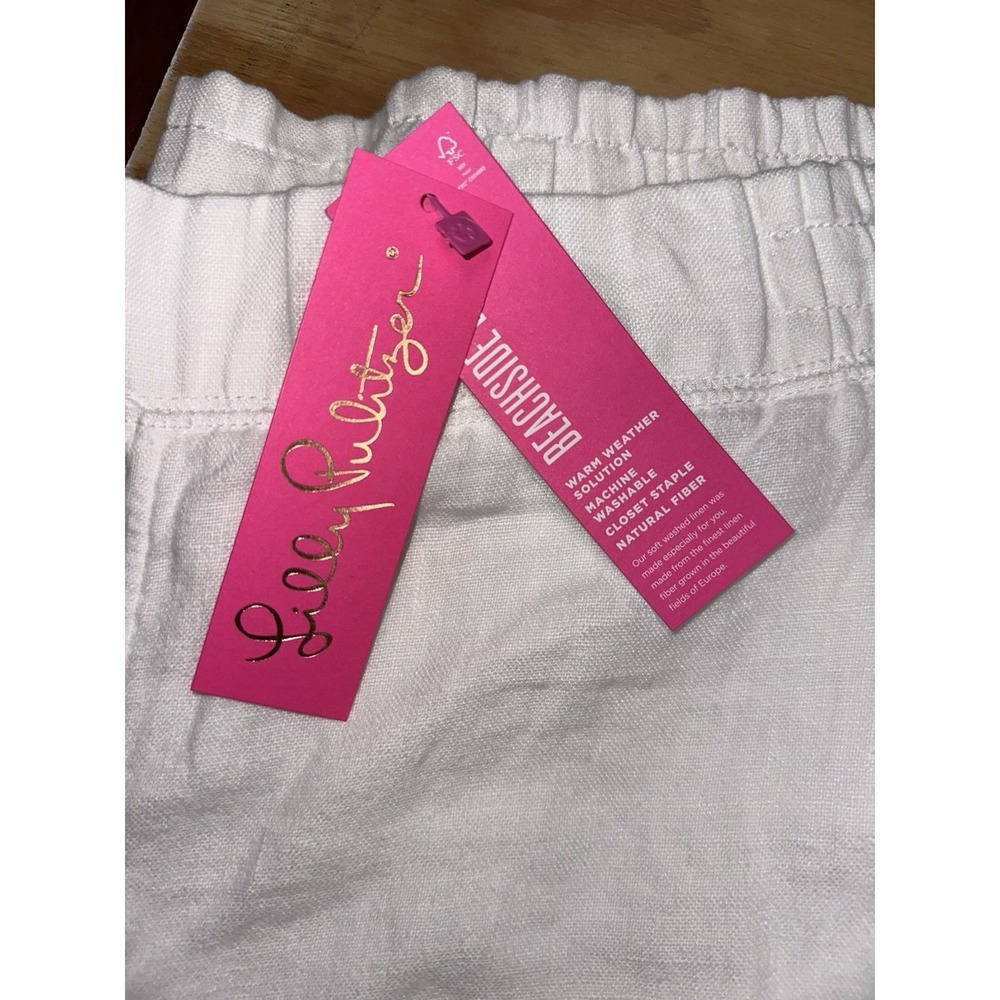 New Lilly Pulitzer 30" Deri Linen Palazzo Pants Size XL in Resort White Solid - Picture 5 of 8